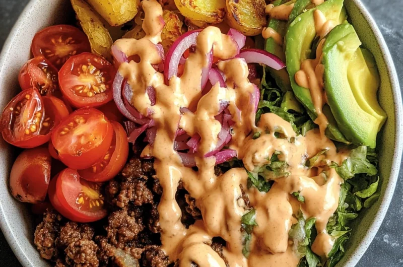 Deconstructed Healthy Hamburger Bowls