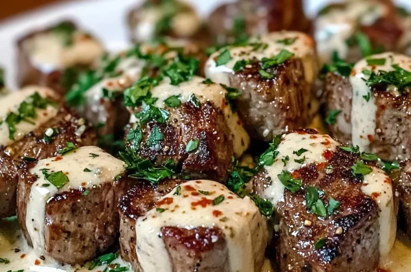 Garlic Butter Steak Bites with a Rich Parmesan Cream Sauce