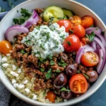 Greek Ground Beef Bowl with Tzatziki Recipe