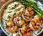 Grilled Shrimp Bowl with Asparagus & Creamy Garlic Sauce Delight