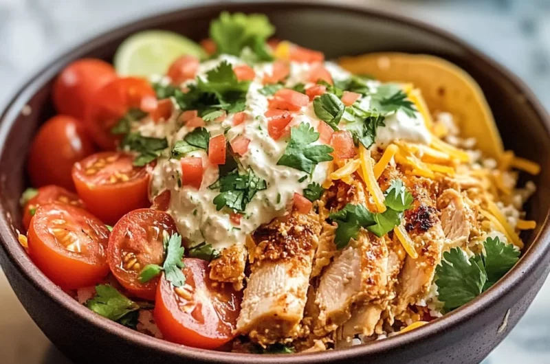 High Protein Cottage Cheese Chicken Taco Bowl