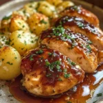 Honey BBQ Chicken with Creamy Garlic Parmesan Potatoes