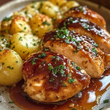 Honey BBQ Chicken with Creamy Garlic Parmesan Potatoes