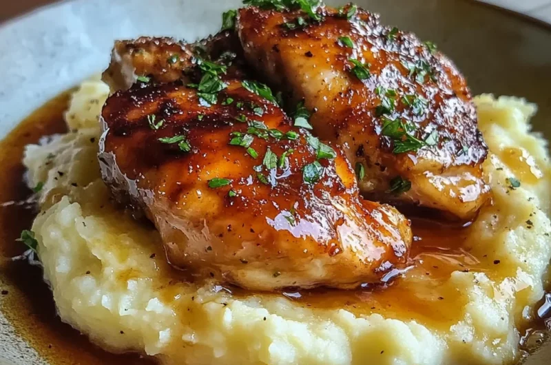 Honey Butter Skillet Chicken Recipe Easy Weeknight Dinner with Garlic Mashed Potatoes