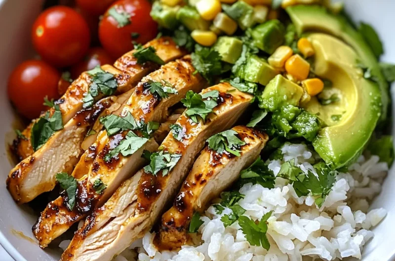 Honey Lime Chicken & Avocado Rice Bowl – High Protein Healthy Dinner Idea