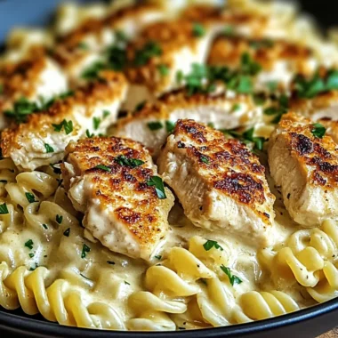 Indulgent Creamy Garlic Parmesan Chicken with Cheesy Twisted Pasta