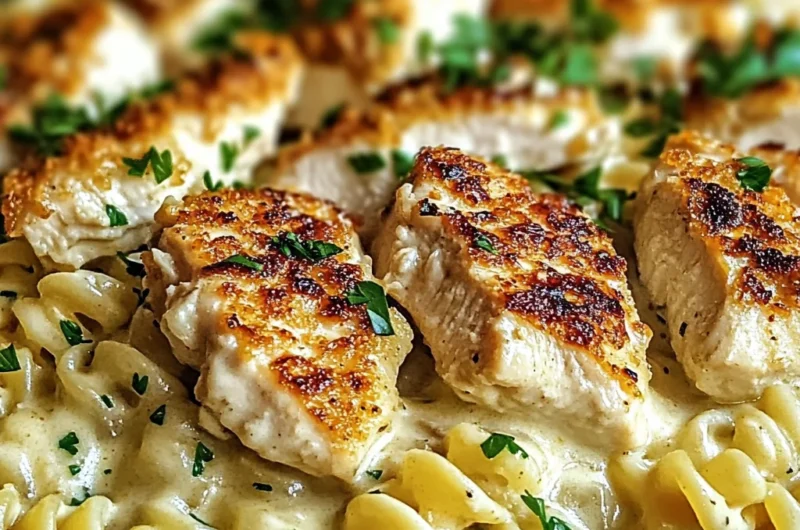 Indulgent Creamy Garlic Parmesan Chicken with Cheesy Twisted Pasta