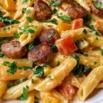 One Pot Creamy Cajun Sausage Pasta (30-Minutes)