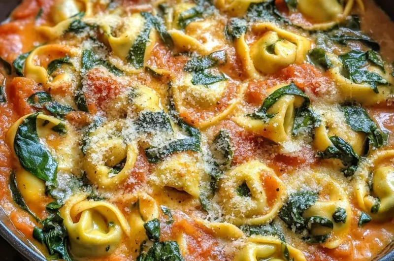 One Pot Creamy Spinach Tomato Tortellini