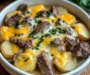 Slow Cooker Steak and Cheddar Potato Casserole – Hearty, Cheesy, and Comforting