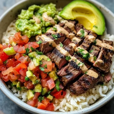 Steak Burrito Bowls with Chipotle Sauce
