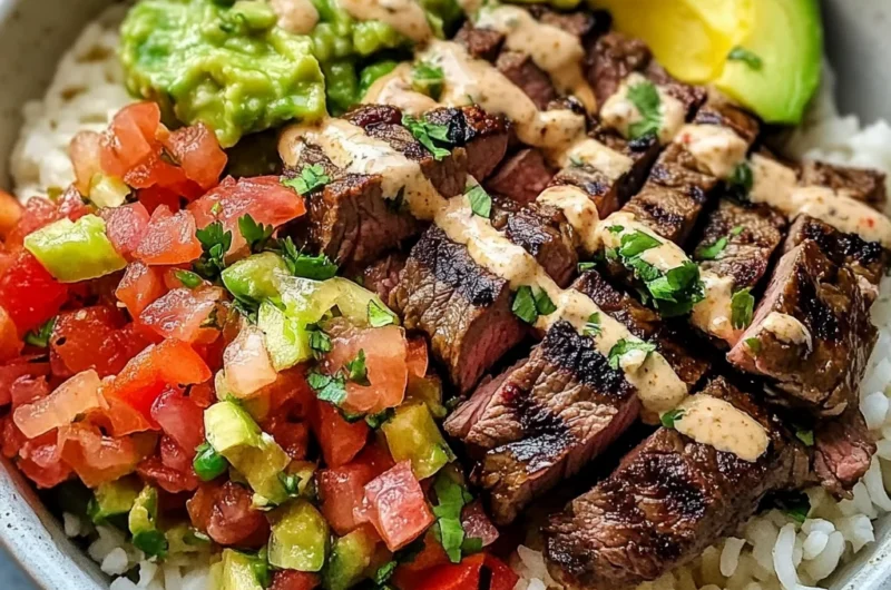 Steak Burrito Bowls with Chipotle Sauce