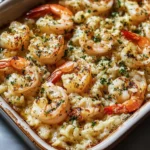 The Ultimate Garlic Butter Shrimp Rice Bake