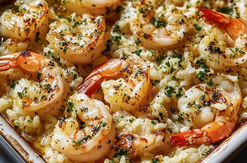 The Ultimate Garlic Butter Shrimp Rice Bake