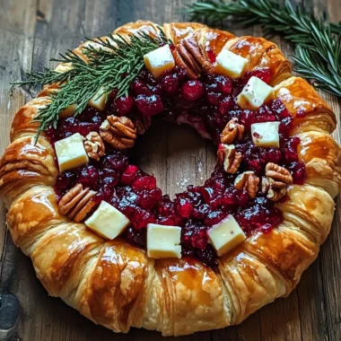 Brie Cheese and Cranberry Christmas Wreath