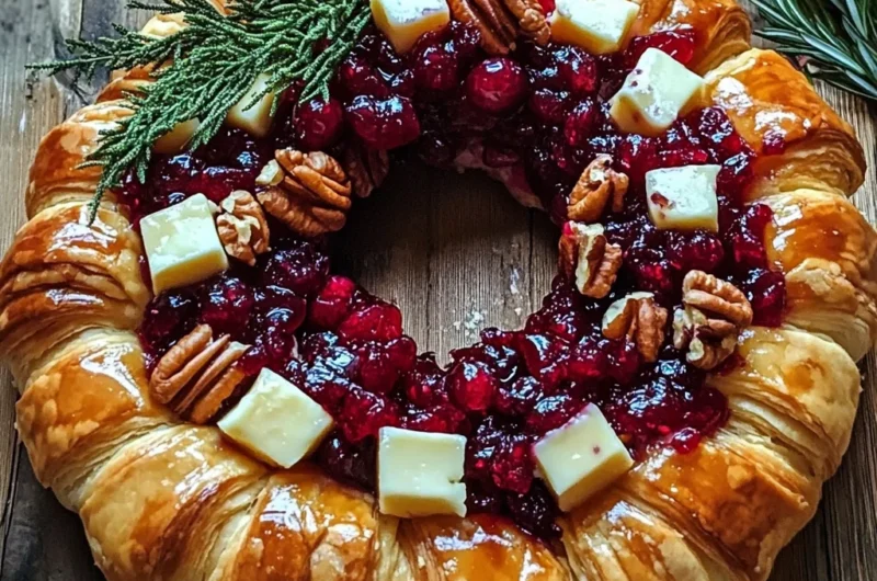 Brie Cheese and Cranberry Christmas Wreath