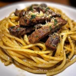 Cajun Garlic Butter Linguine with Tender Beef Strips