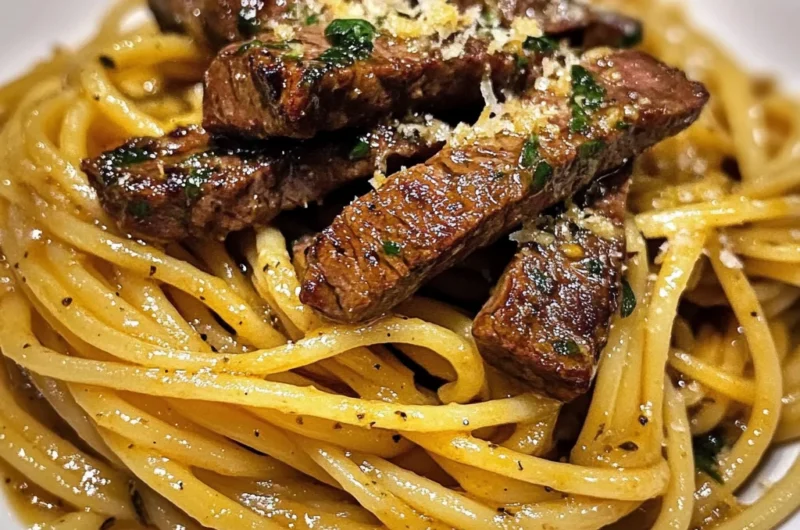 Cajun Garlic Butter Linguine with Tender Beef Strips