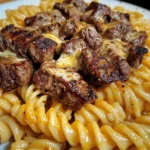 Cajun Garlic Butter Steak with Creamy Four-Cheese Twisted Pasta