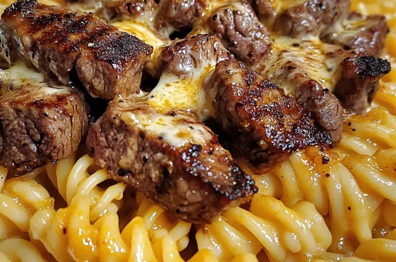 Cajun Garlic Butter Steak with Creamy Four-Cheese Twisted Pasta