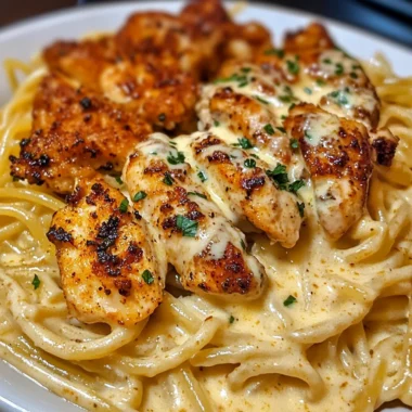Cajun Garlic Chicken Spaghetti in Three-Cheese Alfredo