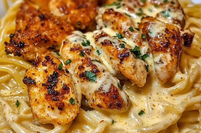 Cajun Garlic Chicken Spaghetti in Three-Cheese Alfredo