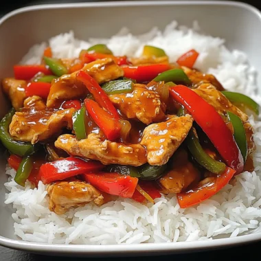 Chicken Stir-Fry with Bell Peppers & Steamed Rice