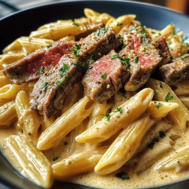 Creamy Bold Garlic Butter Pepper Jack Steak Penne