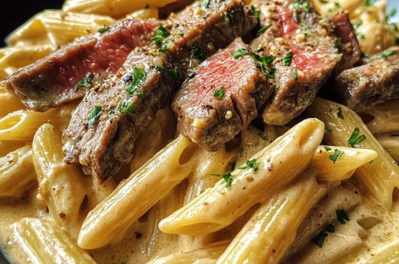 Creamy Bold Garlic Butter Pepper Jack Steak Penne