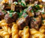 Creamy Buffalo Garlic Butter Steak Bites Pasta