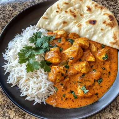 Creamy Butter Chicken with Fluffy Basmati Rice & Warm Naan