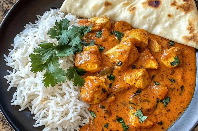 Creamy Butter Chicken with Fluffy Basmati Rice & Warm Naan