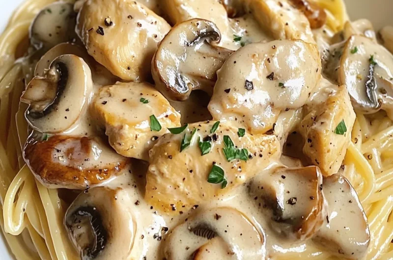 Creamy Chicken Mushroom Spaghetti