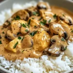 Creamy Dreamy Chicken & Mushroom Stroganoff with Rice