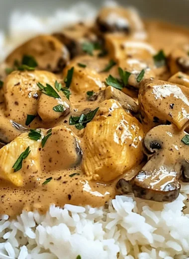 Creamy Dreamy Chicken & Mushroom Stroganoff with Rice