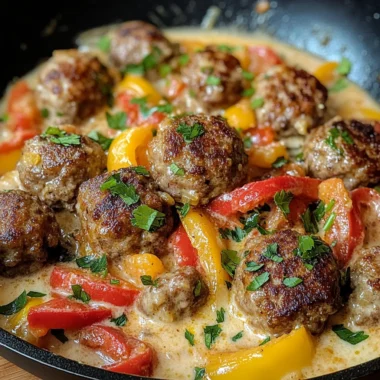 Creamy Dreamy Meatballs & Pepper Skillet