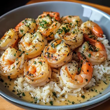 Creamy Garlic Butter Shrimp Bowl with Herb Rice