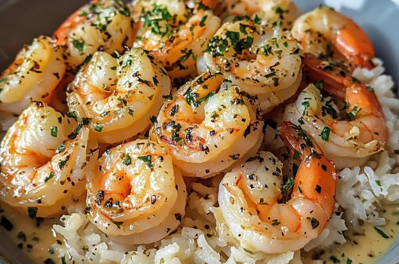 Creamy Garlic Butter Shrimp Bowl with Herb Rice