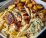 Creamy Garlic Herb Pasta with Grilled Chicken & Roasted Potatoes
