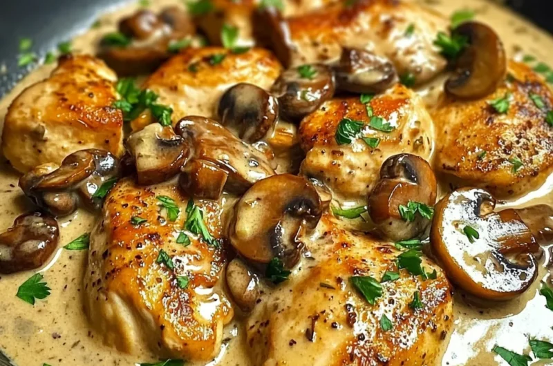 Creamy Garlic Mushroom Chicken Skillet