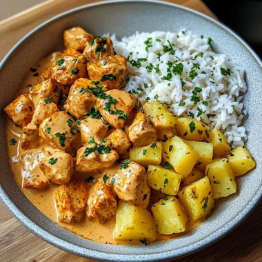 Creamy Golden Chicken Bowl with Herb Potatoes & Rice
