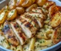 Creamy Herb Pasta with Grilled Chicken & Crispy Roasted Potatoes