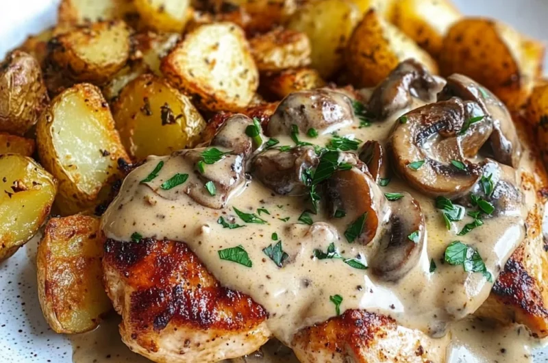 Creamy Mushroom Chicken with Crispy Potatoes