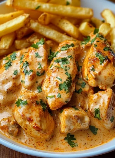 Creamy Paprika Chicken with Golden Fries Comfort Food at Its Best