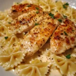 Creamy Parmesan Bowtie Pasta with Zesty Lemon Garlic Chicken