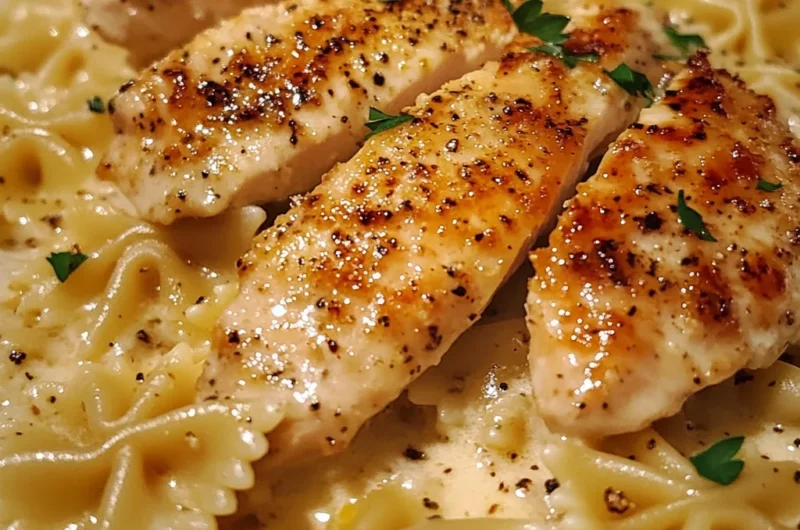 Creamy Parmesan Bowtie Pasta with Zesty Lemon Garlic Chicken