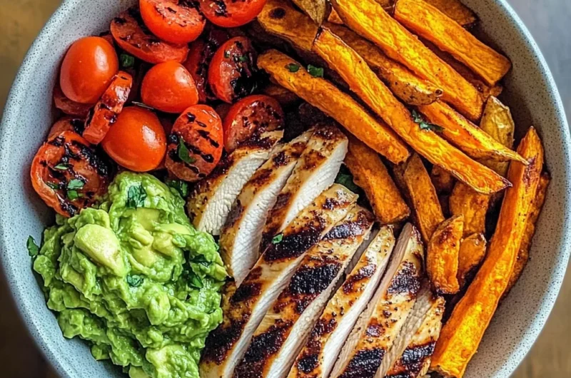 Epic Grilled Chicken Bowl with Sweet Potato Fries & Guac