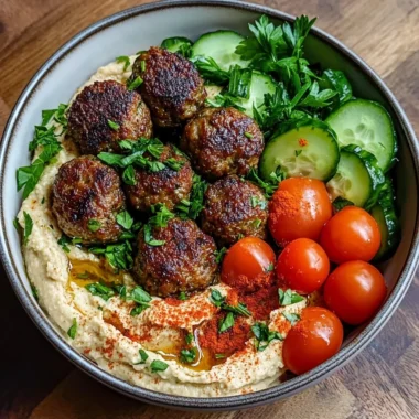 Epic Mediterranean Meatball & Hummus Bowl