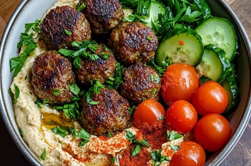 Epic Mediterranean Meatball & Hummus Bowl