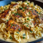 Garlic Butter Chicken with Creamy Cheesy Bowtie Pasta